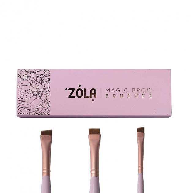 Набор кистей для окрашивания бровей, светло-розовый, 3 шт. - Zola Magic Brow Brushes — фото N2