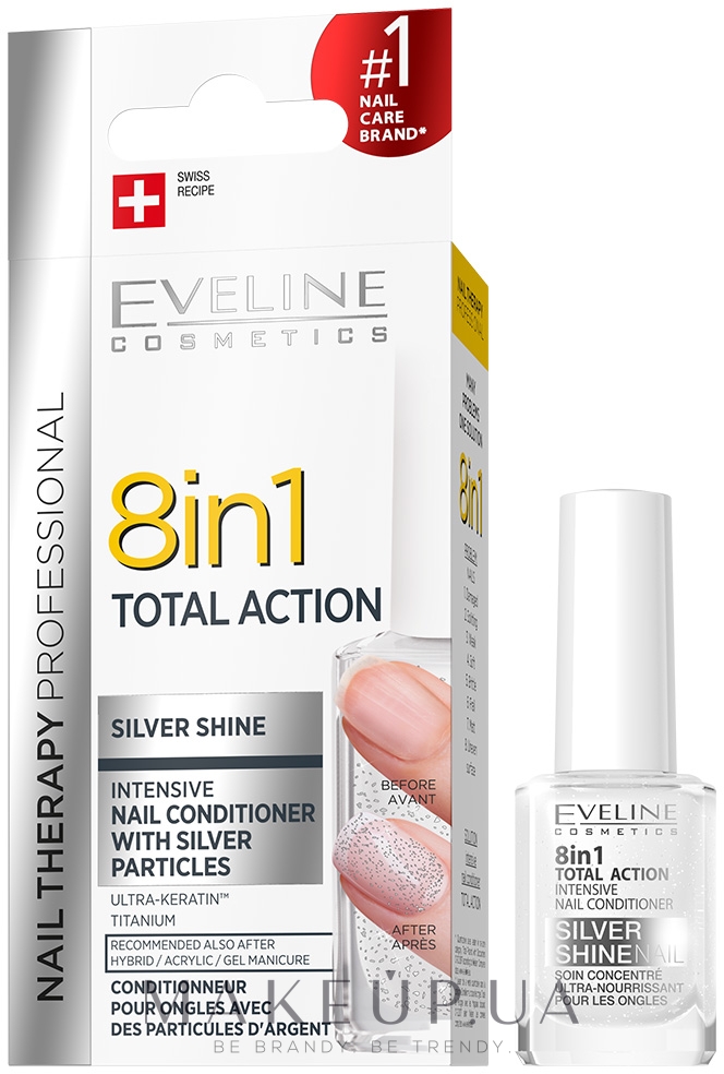 Средство для восстановления ногтей 8в1 - Eveline Cosmetics 8in1 Silver Shine Nail Therapy — фото 12ml