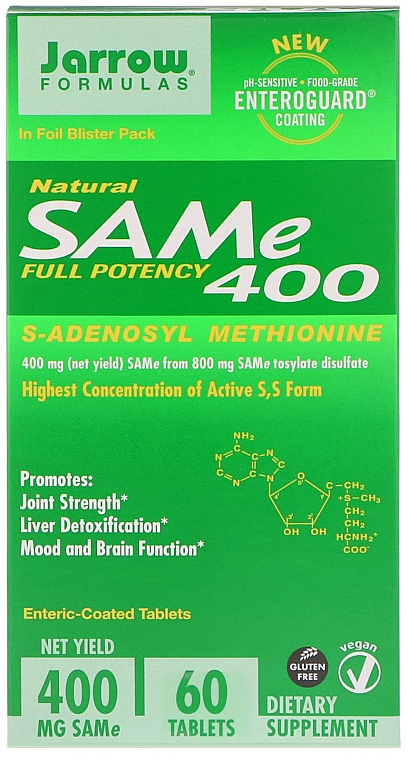Харчові добавки у таблеткам - Jarrow Formulas SAM-e 400 (S-Adenosyl-L-Methionine) 400 mg — фото N1