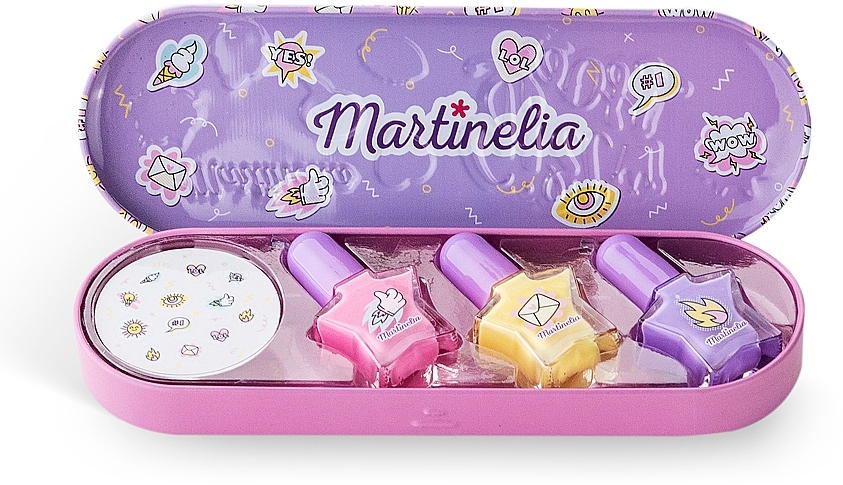 Набір - Martinelia Super Girl Nail Polish & Stickers Tin Box — фото N1