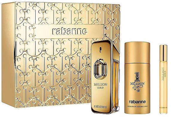 Paco Rabanne Million Gold - Набор (edp/100ml+edp/10ml+deo/150ml) — фото N1