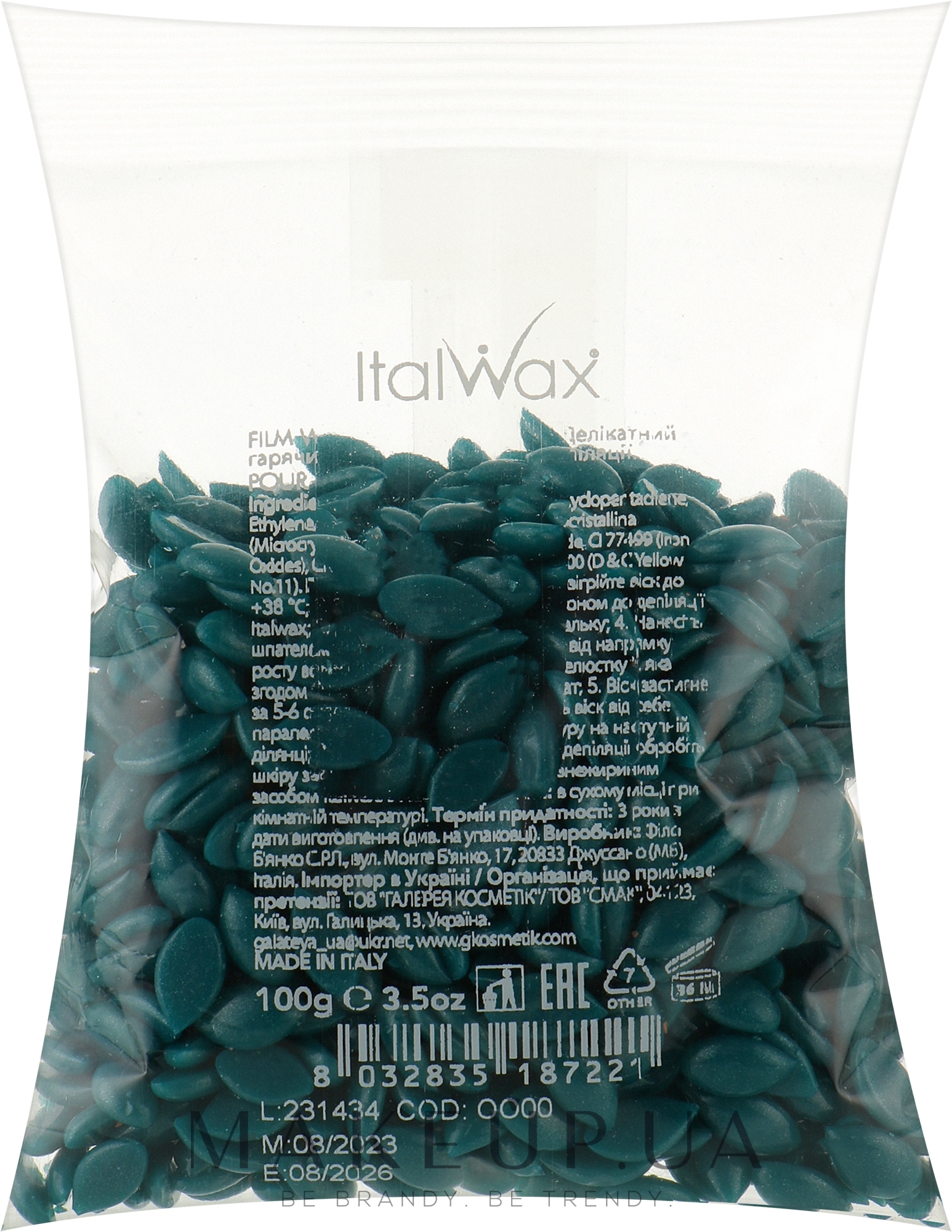 Плівковий віск для депіляції обличчя, у гранулах - ItalWax Film Wax Pour Homme Barber Edition — фото 100g