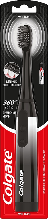 Зубная щетка "360 Sonic Древесный уголь", питаемая от батарей, мягкая - Colgate 360 — фото N2