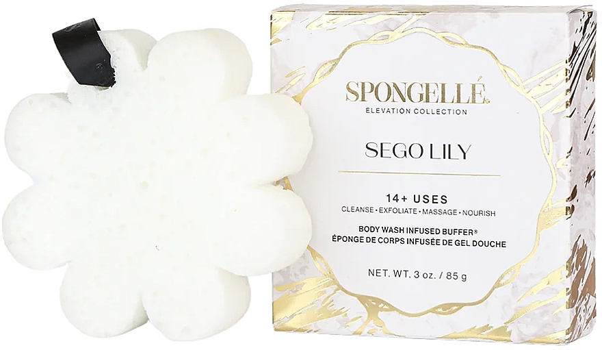 Пінна багаторазова губка для душу - Spongelle Elevation Body Wash Infused Buffer Sego Lily — фото N1