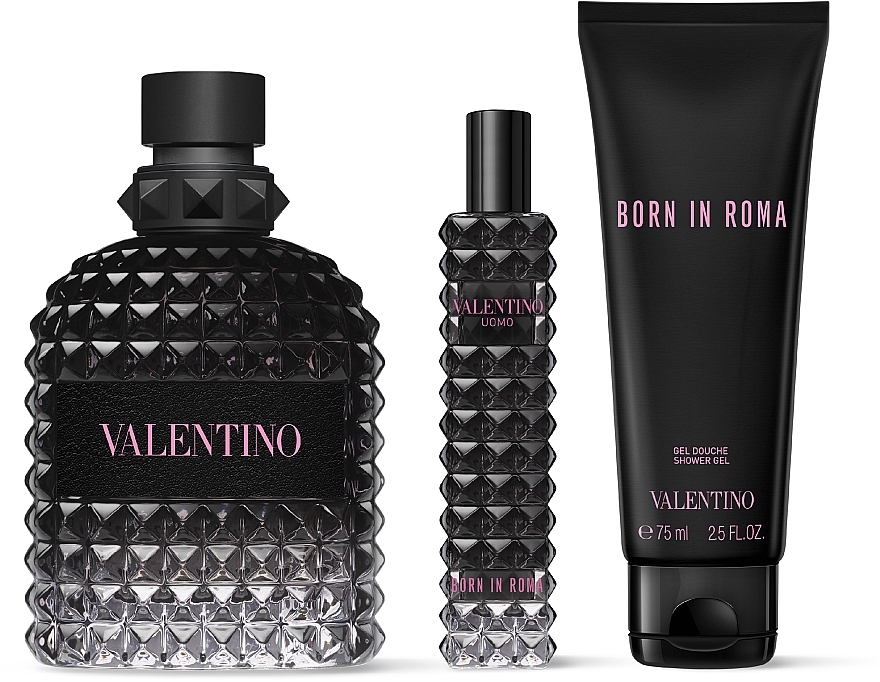 Valentino Uomo Born In Roma - Набор (edt/100ml + edt/15ml + sh/gel/75ml) — фото N2