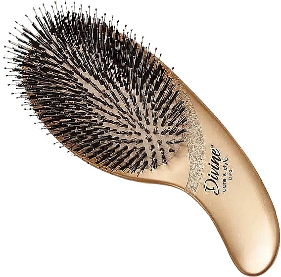 Щетка массажная для волос, комбинированная щетина, золотая - Olivia Garden Expert Care Curve Boar & Nylon Bristles Gold — фото N1