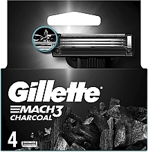 Сменные кассеты для бритья, 4 шт. - Gillette Mach3 Charcoal — фото N2