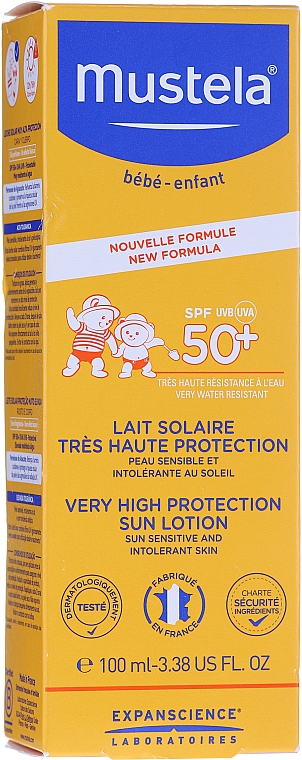 Солнцезащитный лосьон для лица и тела с высокой степенью защиты - Mustela Bebe Enfant Very High Protection Face And Body Sun Lotion SPF 50+ — фото N7