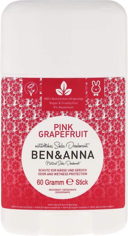Дезодорант на основе соды "Розовый грейпфрут" (пластик) - Ben & Anna Natural Soda Deodorant Pink Grapefruit — фото N1