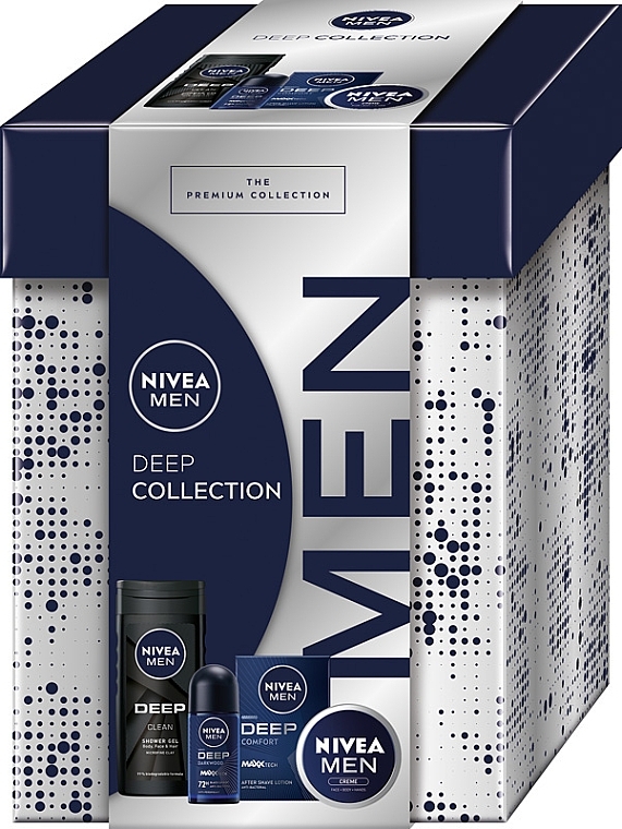 Набір - NIVEA MEN Deep Collection (deo/roll/50ml + sh/gel/250ml + cr/75ml + after/sh/lot/100ml) — фото N1