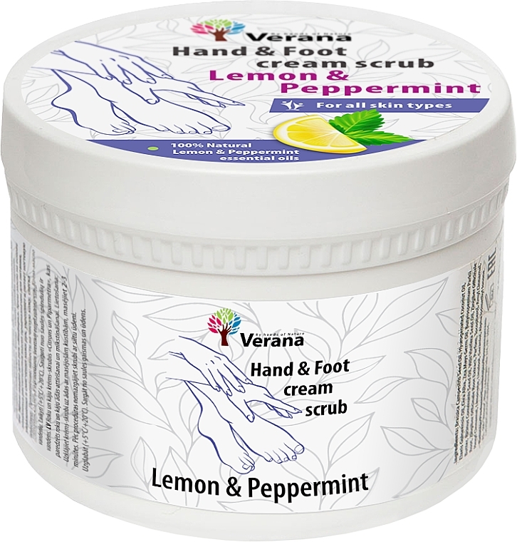 Захисний крем-скраб для рук і ніг "Лимон і м'ята" - Verana Protective Hand & Foot Cream-scrub Lemon & Peppermint — фото N1