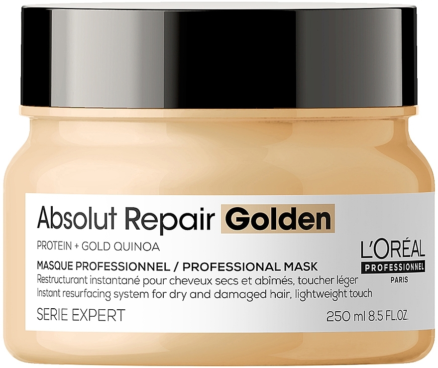 Золотиста маска для інтенсивного відновлення пошкодженого волосся без обтяження - L'Oreal Professionnel Serie Expert Absolut Repair Gold Quinoa+Protein Hair Mask