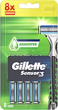 Змінні касети для гоління, 8 шт. - Gillette Sensor3 Sensitive — фото N1