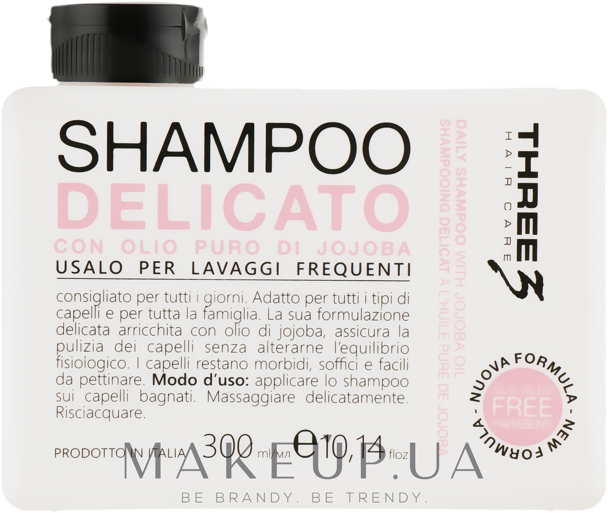 Шампунь для волос с маслом жожоба - Faipa Roma Three Hair Care Delicate Shampoo  — фото 300ml