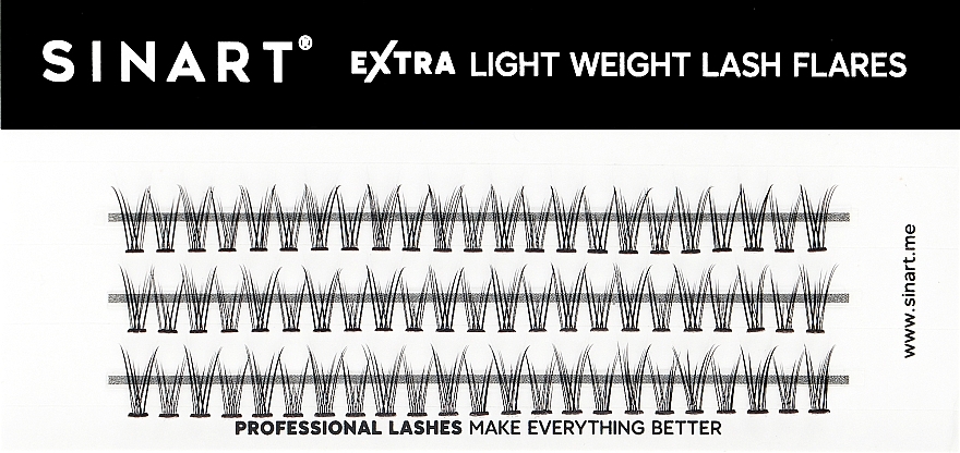 Накладные ресницы "Ласточкин хвост", пучковые, 10 мм - Sinart Eye Lashes Pro 12D