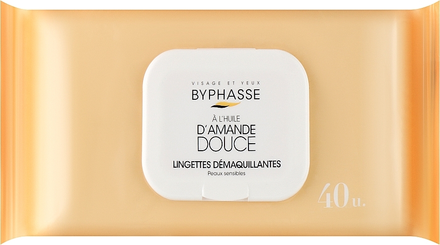 Салфетки для лица очищающие для чувствительной кожи - Byphasse Make-up Remover Wipes Sweet Almond Oil Sensitive Skin — фото N1