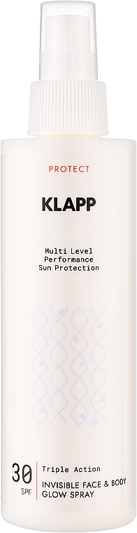 Спрей для загара с естественным блеском - Klapp Multi Level Performance Sun Protection Invisible Face & Body Glow Spray SPF30 — фото N1
