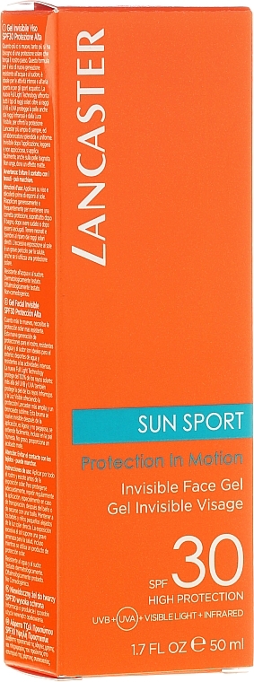 Водостійкий матувальний гель для обличчя - Lancaster Sun Sport Invisible Face Gel SPF30 — фото N1