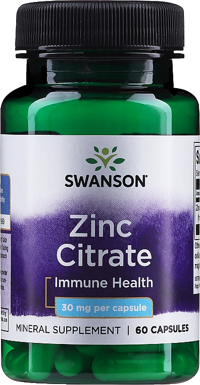 Харчова добавка "Цинк цитрат, 30 мг", 60 шт. - Swanson Zinc Citrate — фото N1