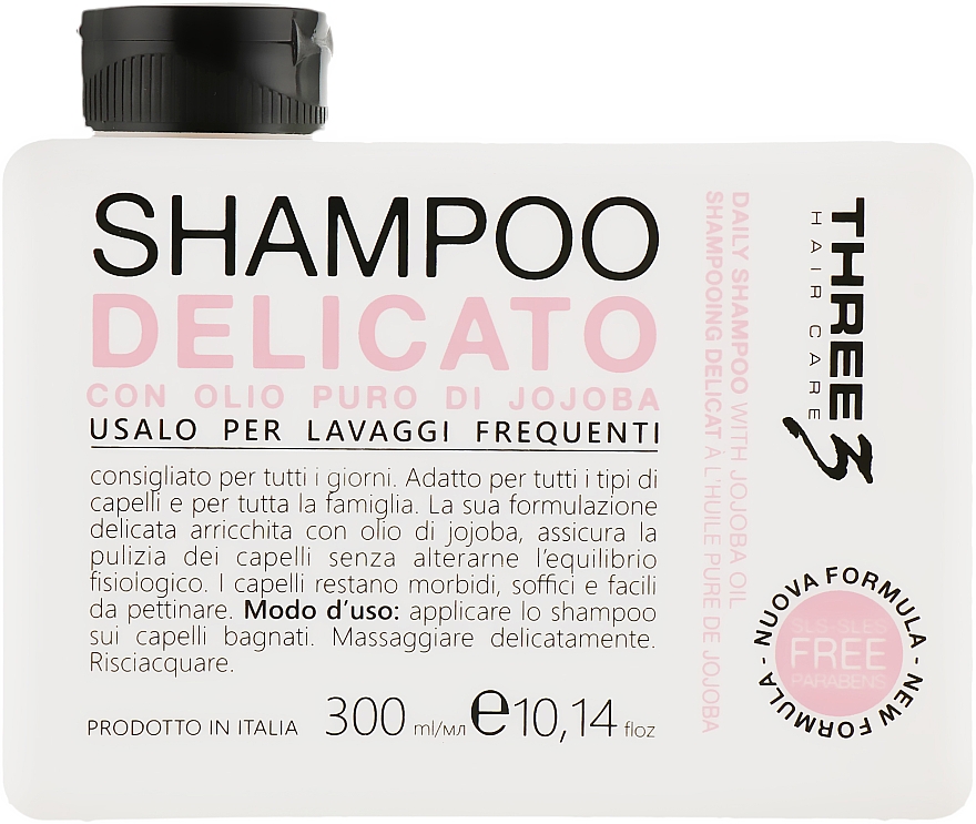 Шампунь для волосся з олією жожоба - Faipa Roma Three Hair Care Delicate Shampoo — фото N1