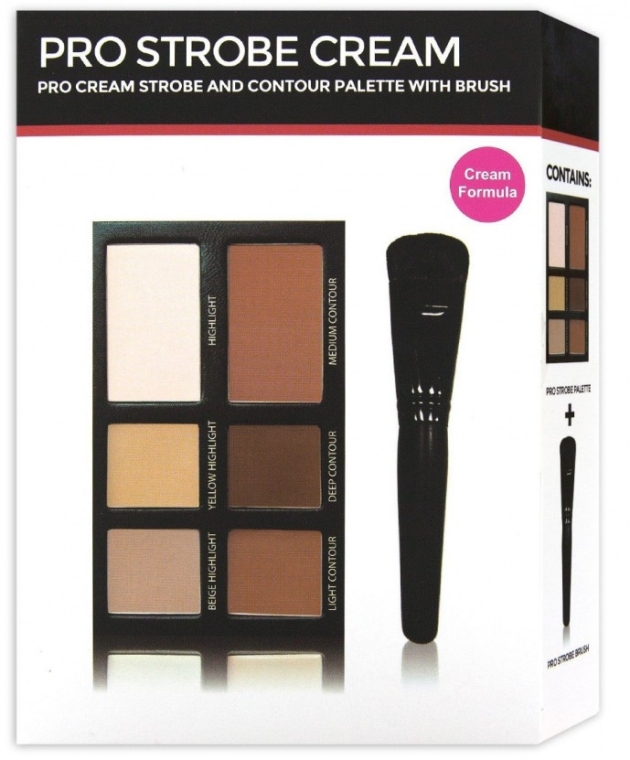 Палетка для контурування обличчя - Freedom Makeup London Pro Cream Strobe Palette With Brush