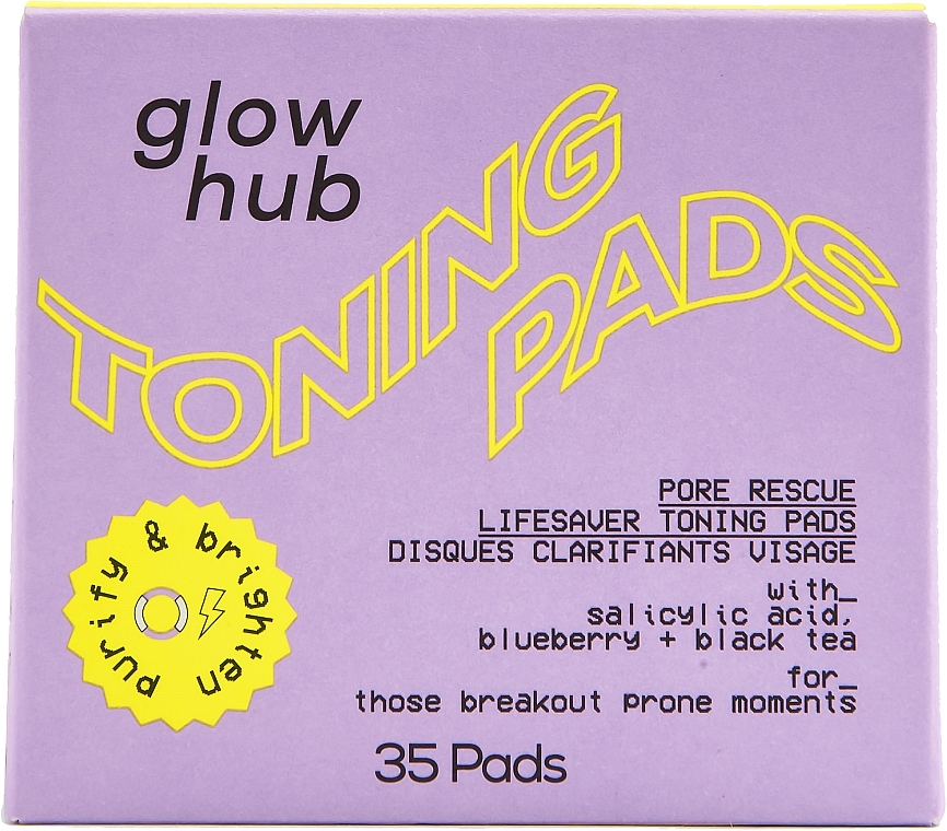 Педи для очищення пор з саліциловою кислотою - Glow Hub Purify & Brighten Pore Resque Lifesaver Toning Pads — фото N5