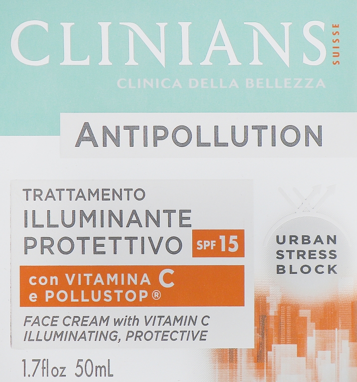 Осветляющий защитный крем для лица - Clinians Anti-Pollution Cream SPF 15