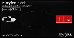 Перчатки нитриловые, смотровые, черные, размер L - Mercator Medical Nitrylex Black — фото N1