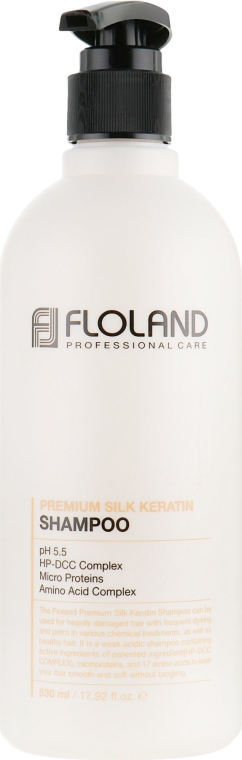 Шампунь для восстановления поврежденных волос - Floland Premium Silk Keratin Shampoo — фото N3