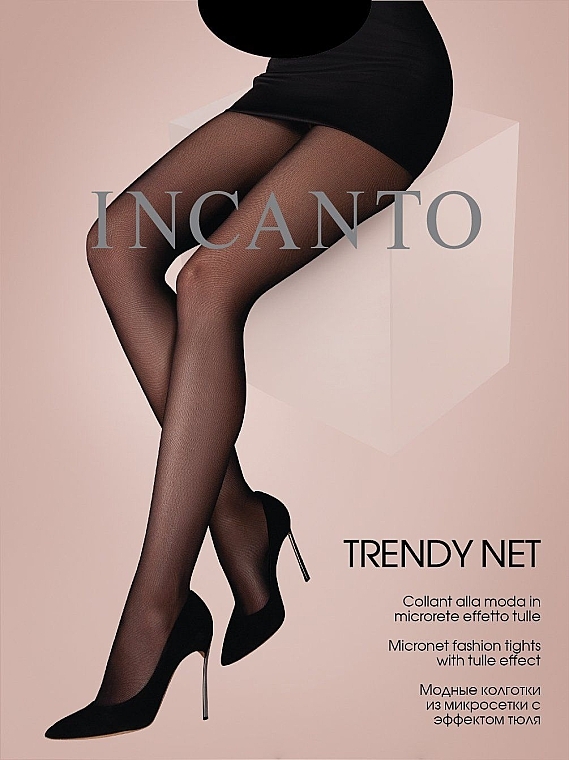 Колготки для женщин из микросетки "Trendy Net", nero - INCANTO — фото N1