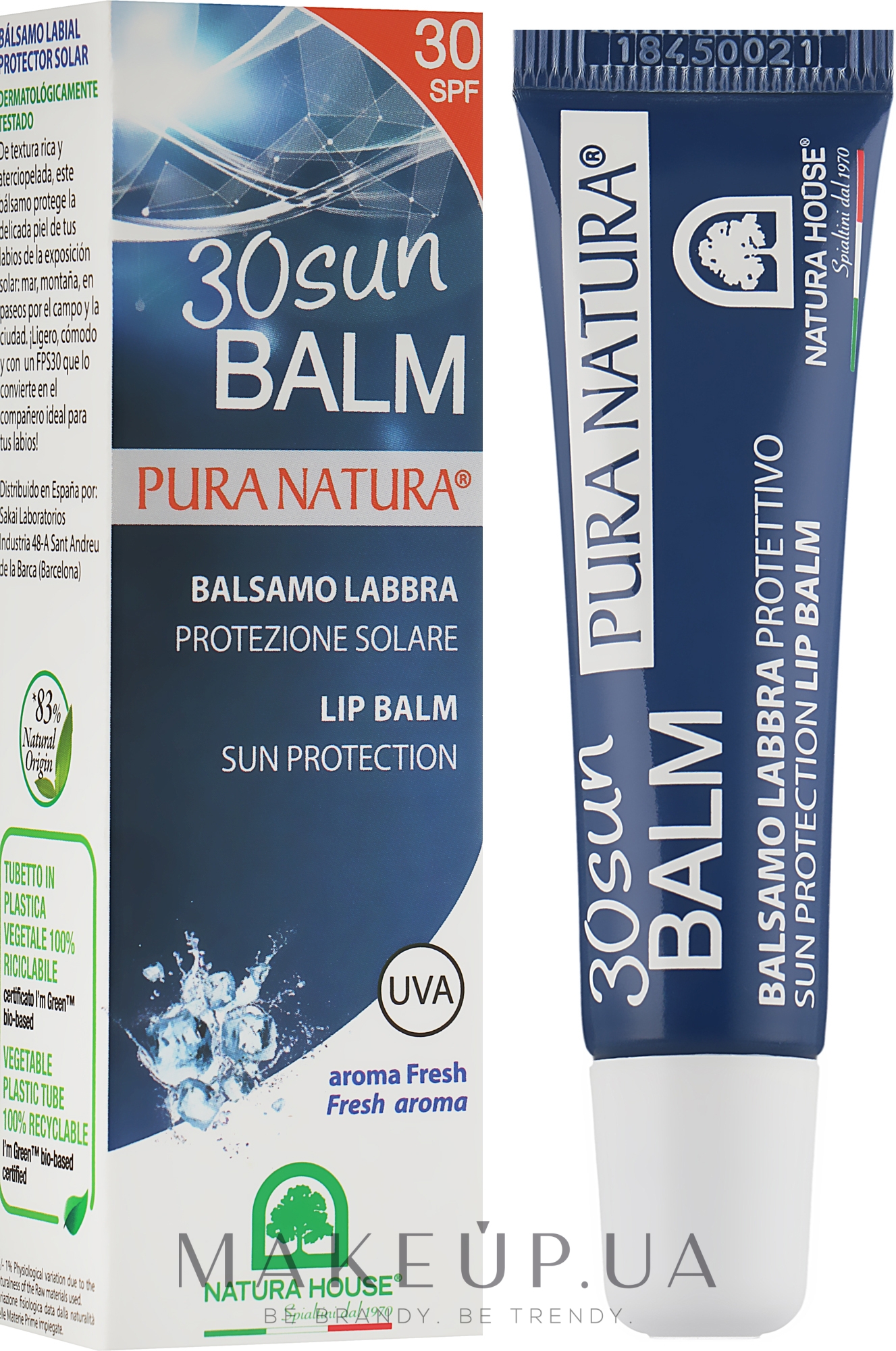 Защитный бальзам для губ с экстрактом календулы и моркови и ароматом свежести - Natura House Lip Balm Sun Protection SPF30 — фото 8ml