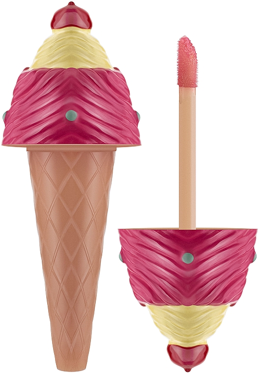 Бальзам для губ з пензликом "Морозиво", рожевий з жовтим - Martinelia — фото N1