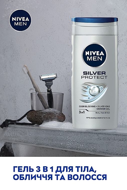 Гель для душу  - NIVEA MEN Silver Protect Shower Gel — фото N9
