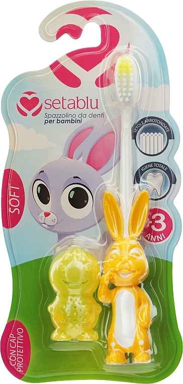 Дитяча зубна щітка із захисним чохлом "Кролик", жовта - Setablu Baby Soft Rabbit Toothbrush — фото N1