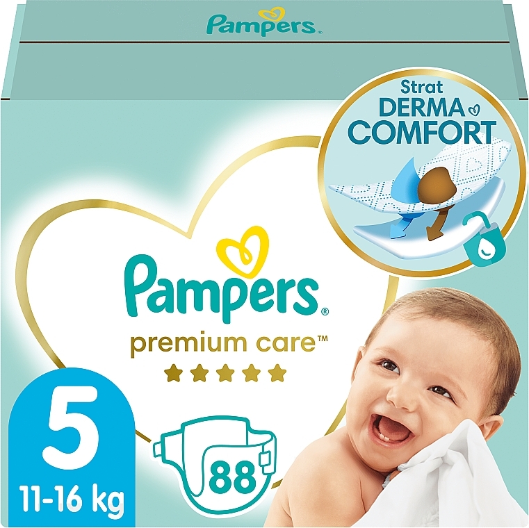 Підгузки Pampers Premium Care Розмір 5 (Junior), 11-16 кг, 88 штук - Pampers — фото N1
