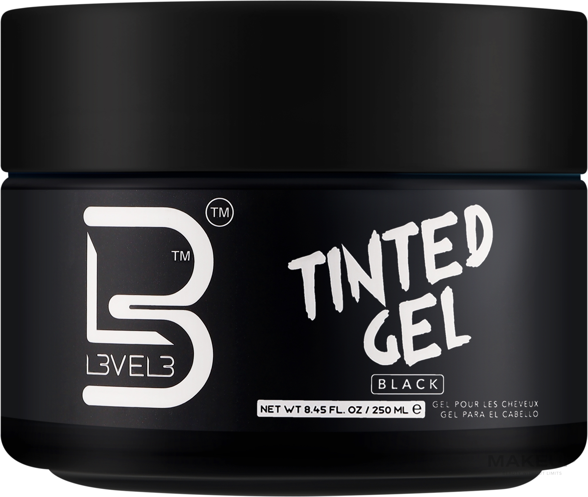 Гель-тинт для волос черный, сильной фиксации - Level3 Hair Tinted Gel Black — фото 250ml