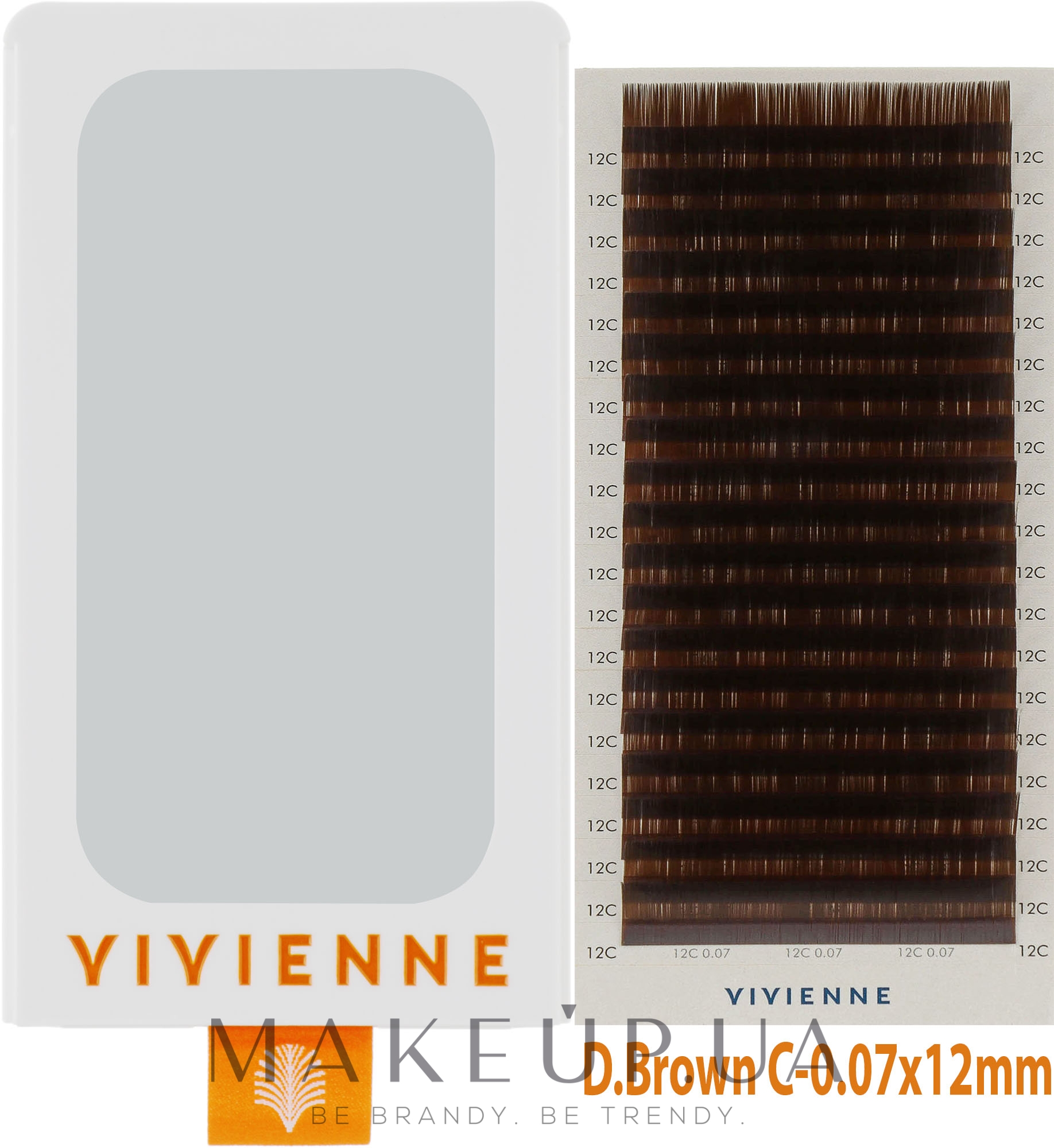 Вії "Elite", темно-коричневі, 20 ліній (органайзер) (один розмір, 0,07, C, 12) - Vivienne — фото 1уп