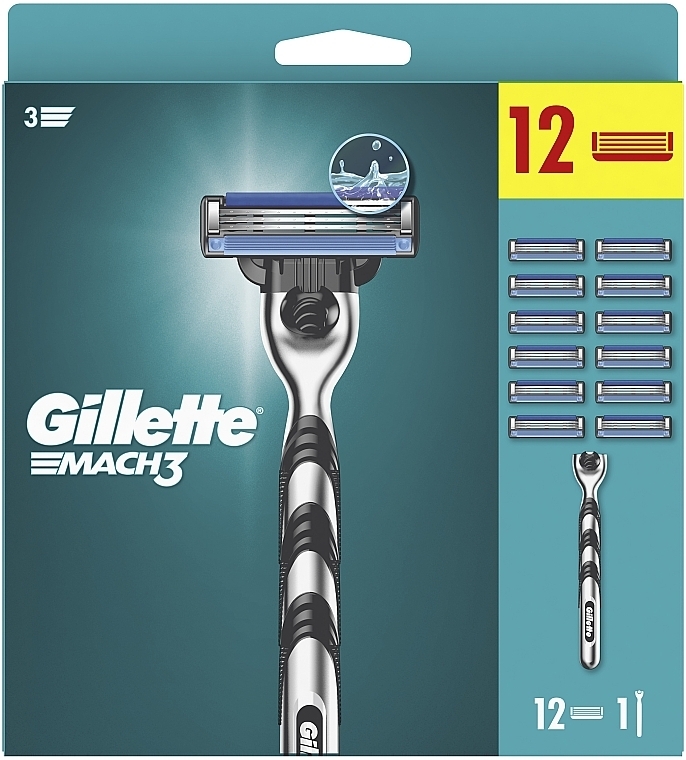 Бритва з 12 змінними касетами - Gillette Mach3 — фото N2