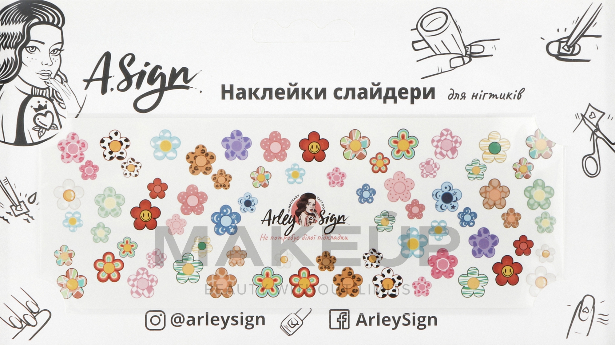 Наклейка-слайдер для нігтів "Квіткові квіточки" - Arley Sign — фото 3g