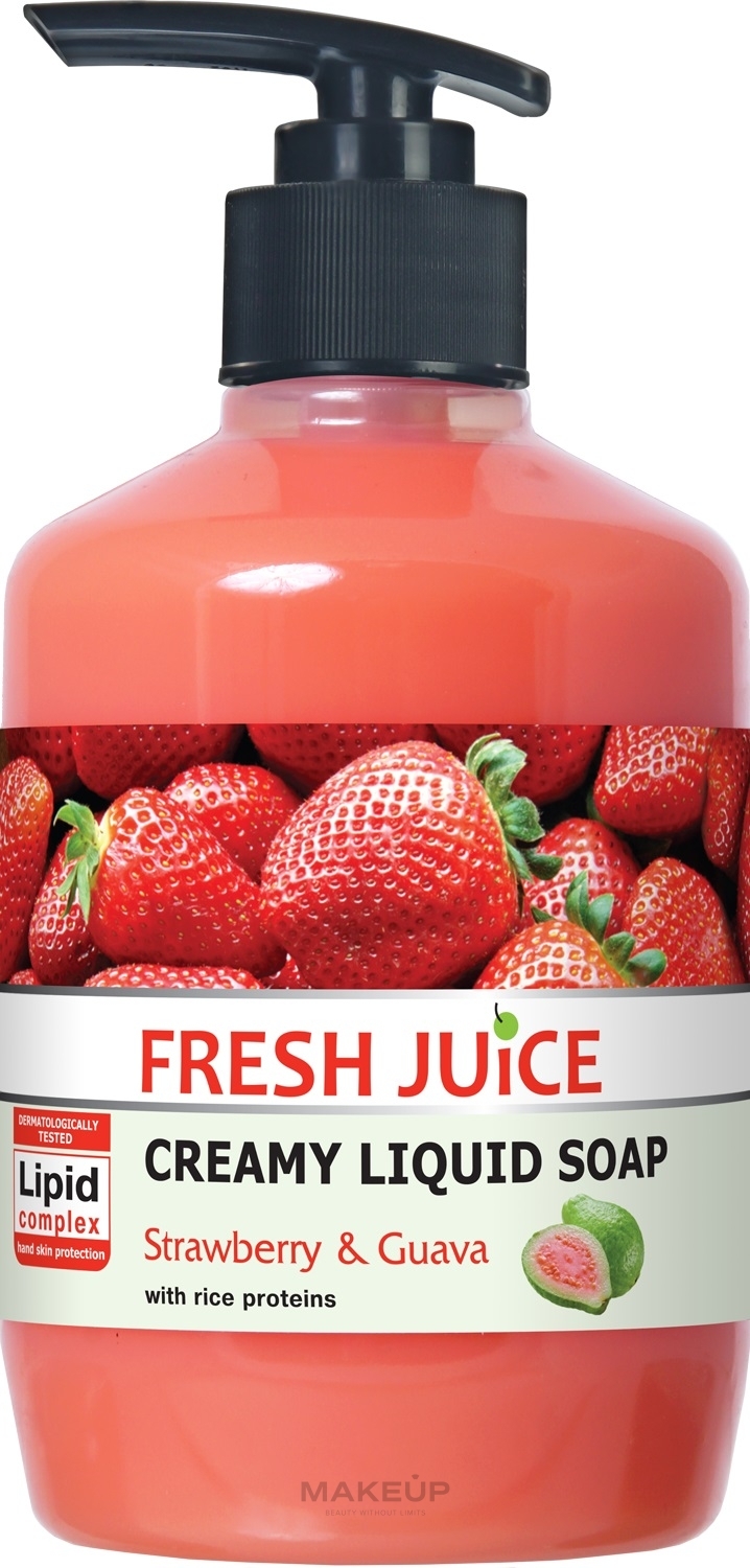 Крем-мыло с увлажняющим рисовым молочком "Клубника и гуава" с дозатором - Fresh Juice Strawberry&Guava — фото 460ml