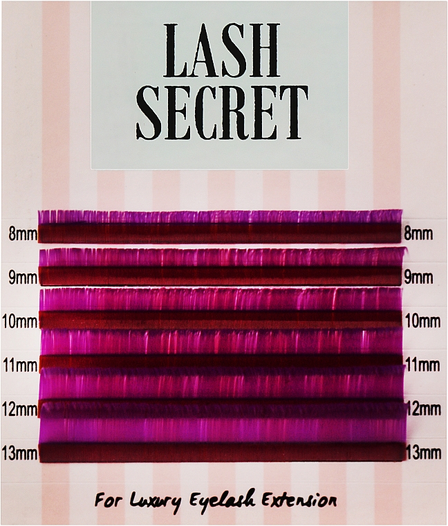 Накладні вії, фіолетові, mix, 6 ліній (0,1, D, (8-13)) - Lash Secret — фото N1
