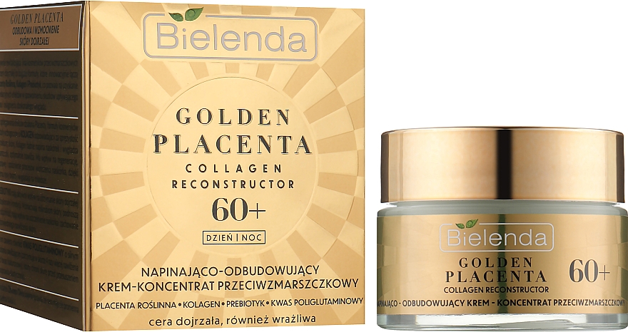 Підтягувальний і відновлювальний крем-концентрат проти зморщок 60+ - Bielenda Golden Placenta Collagen Reconstructor — фото N2