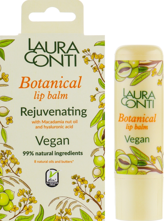 Омолаживающий бальзам для губ с маслом макадамии - Laura Conti Botanical Vegan Rejuvenating