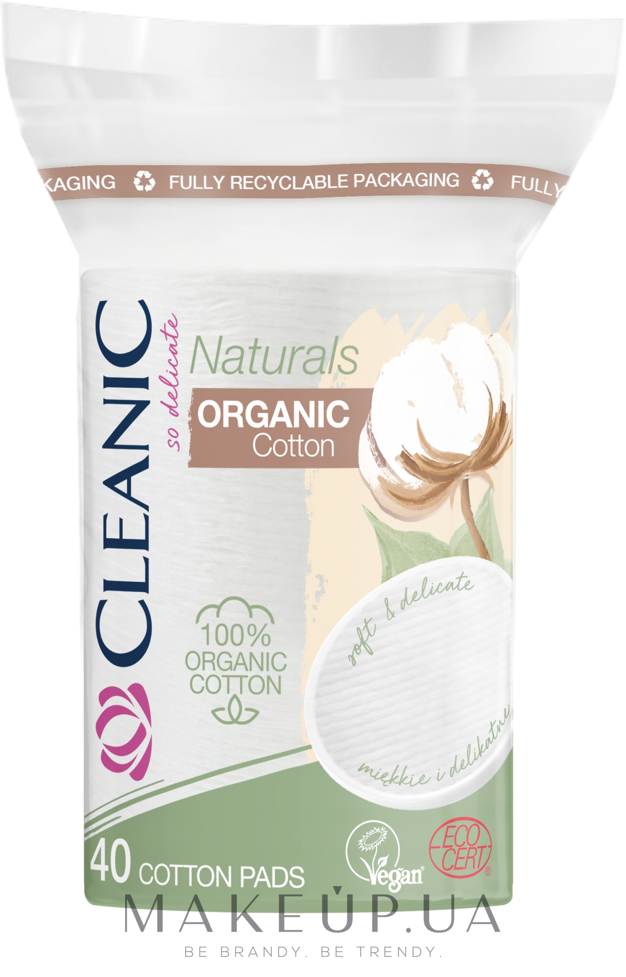 Ватні диски, квадратні, 40 шт. - Cleanic Naturals Organic Cotton Pads — фото 40шт