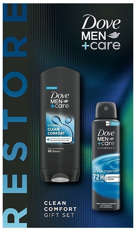 Набір - Dove Men+Care Clean Comfort Self Care (sh/gel/250ml + deo/150ml + shmp/250ml + bag) — фото N1