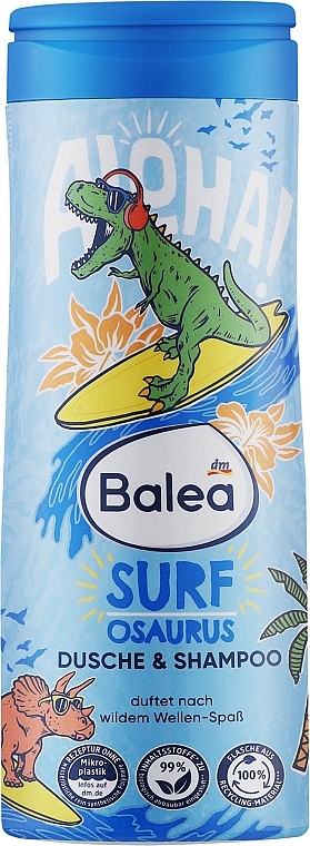 Детский шампунь-гель для душа 2 в 1 - Balea Surf Оsaurus