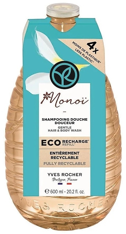 Гель для душу та волосся - Yves Rocher Monoi Gentle Hair And Body Wash (змінний блок) — фото N1