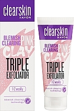 Скраб-пілінг для обличчя з рожевою глиною "Для проблемної шкіри" - Avon Cleaeskin Blemish Clearing Pink Clay Triple Exfoliator — фото N2