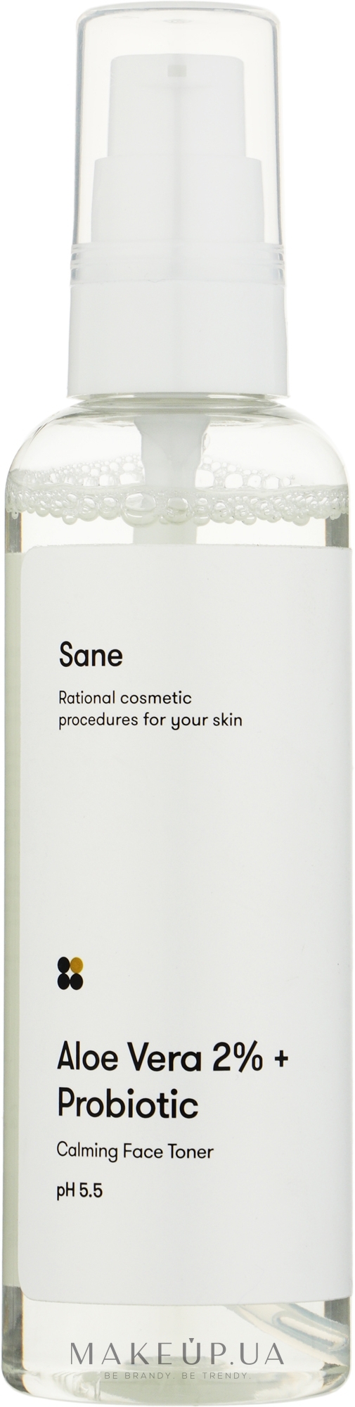 Заспокійливий тонік для обличчя - Sane Aloe Vera 2% + Probiotic Calming Face Toner — фото 100ml