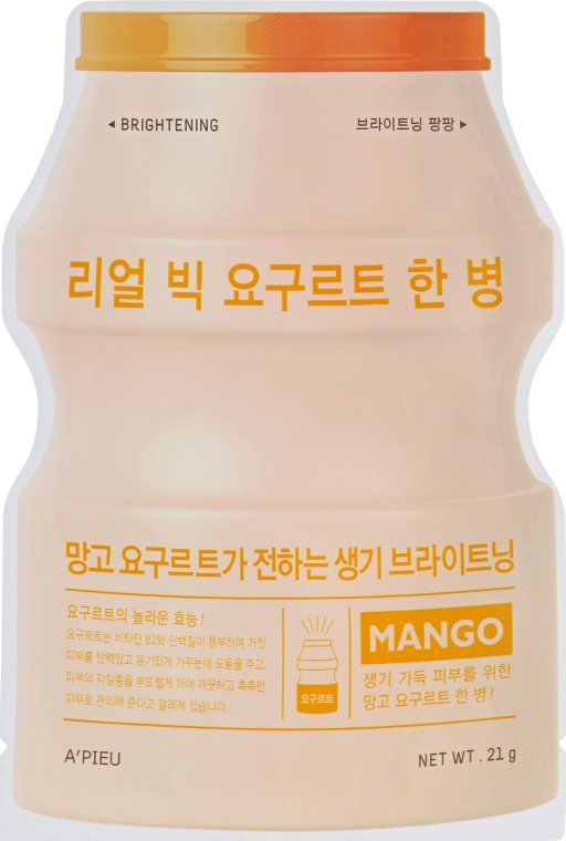 Тканевая маска "Йогурт манго" - A'pieu Real Big Yogurt One Bottle Mask Mango